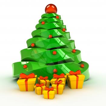 Royalty Free Clipart Image of Presents Under a Christmas Tree