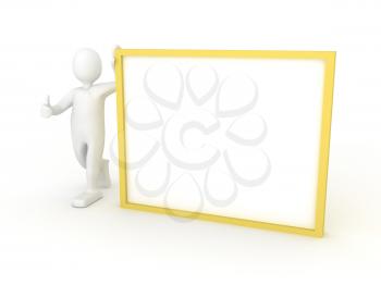 Royalty Free Clipart Image of a Person Holding a Poster