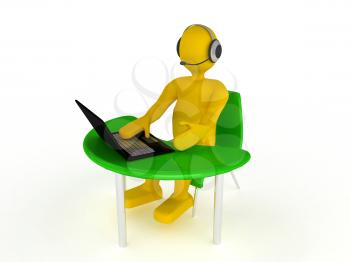 Royalty Free Clipart Image of a Person at a Desk