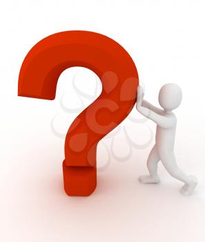 Royalty Free Clipart Image of a Person Beside a Question Mark