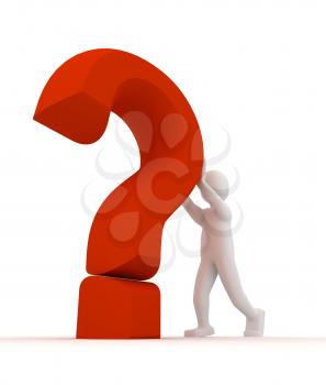 Royalty Free Clipart Image of a Person Beside a Question Mark