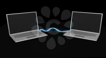 Royalty Free Clipart Image of Two Laptops