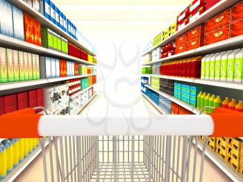 Royalty Free Clipart Image of a Supermarket