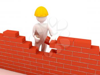 Royalty Free Clipart Image of a Person by a Brick Wall