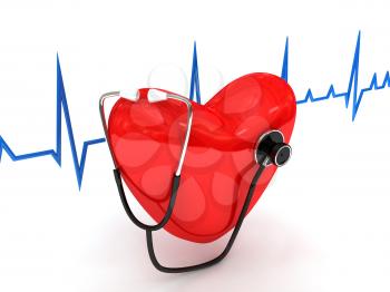 Royalty Free Clipart Image of a Stethoscope on a Heart