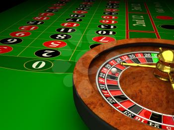 Royalty Free Clipart Image of a Casino Roulette Table