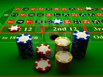 Royalty Free Clipart Image of a Casino Roulette Table