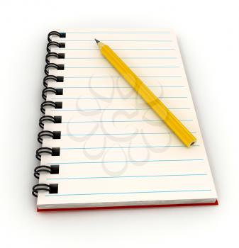 Royalty Free Clipart Image of a Pencil on a Notebook