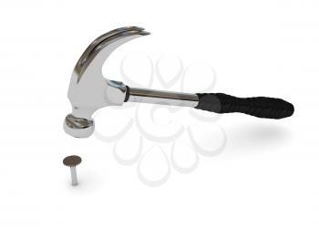 Royalty Free Clipart Image of a Hammer and Nail