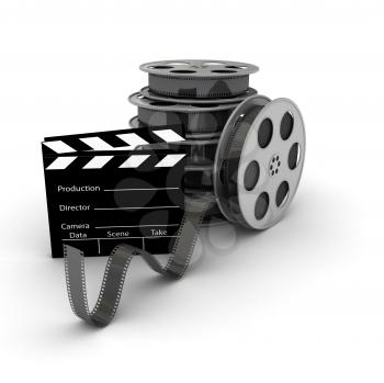 Royalty Free Clipart Image of Stacks of Film Reels