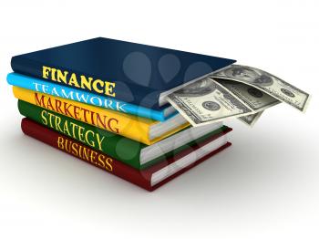 Royalty Free Clipart Image of a Stack of Books and Money