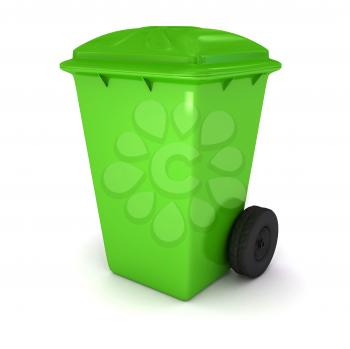 Royalty Free Clipart Image of a Green Garbage Bin