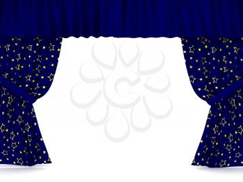 Royalty Free Clipart Image of Blue Curtains