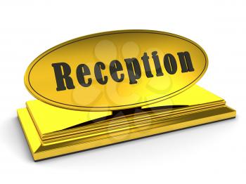 Royalty Free Clipart Image of a Gold Reception Sign