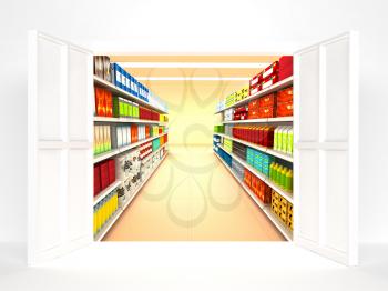 Royalty Free Clipart Image of a Supermarket