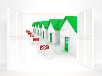 Royalty Free Clipart Image of a Group of Houses