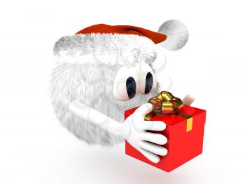 Royalty Free Clipart Image of a Character With a Present