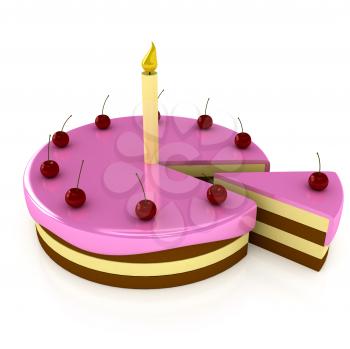 Royalty Free Clipart Image of a Birthday Cake