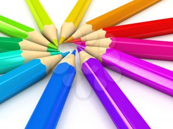 Royalty Free Clipart Image of Colourful Pencil Crayons