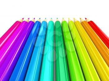 Royalty Free Clipart Image of Colourful Pencil Crayons