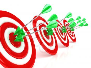 Royalty Free Clipart Image of Arrows on Targets