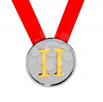 Royalty Free Clipart Image of a Silver Medal