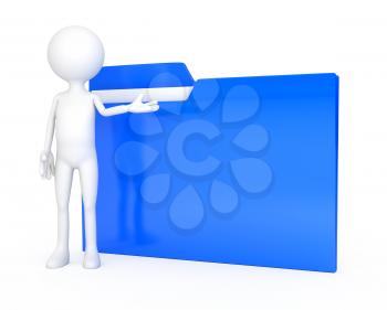 3d people - human character with folder. computer generated