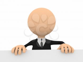 3d person with blank banner. computer generated image