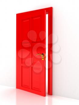 Red door over white background. computer generated image