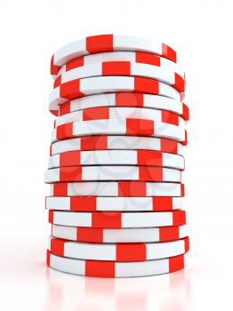 Simple Colored Casino chips on white background