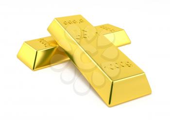 gold bars isolated on white background