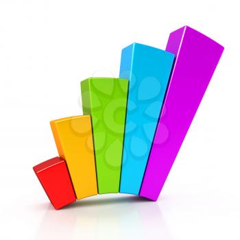 Business graph growth progress over white. 3d