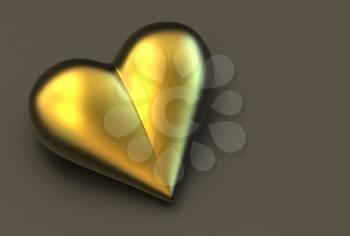 Royalty Free Clipart Image of a Gold Heart