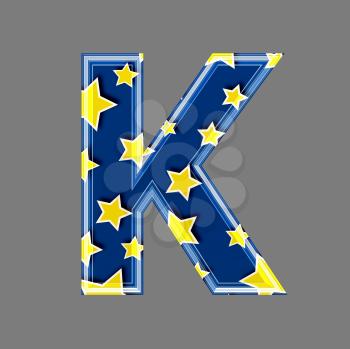 3d letter with star pattern - K