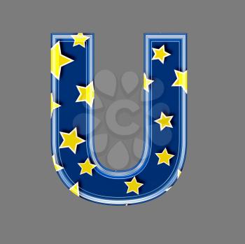 3d letter with star pattern - U