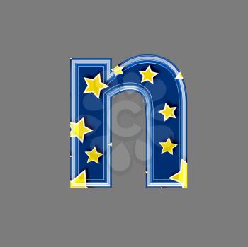 3d letter with star pattern - N