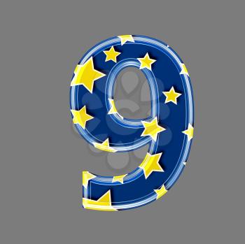 3d digit with star pattern - 9