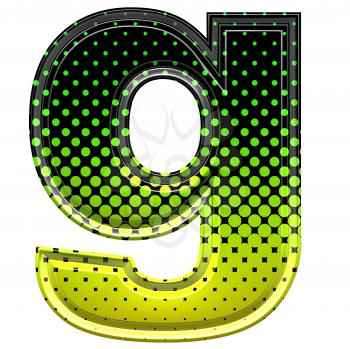 Halftone 3d lower-case letter g