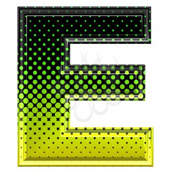 Halftone 3d upper-case letter e