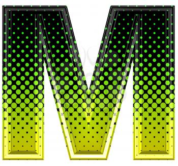 Halftone 3d upper-case letter m