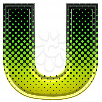 Halftone 3d upper-case letter u