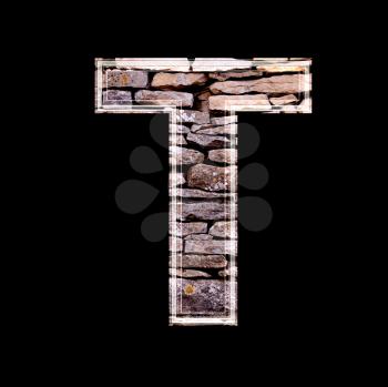 Stone wall 3d letter t