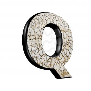 abstract 3d letter with dry ground texture - Q