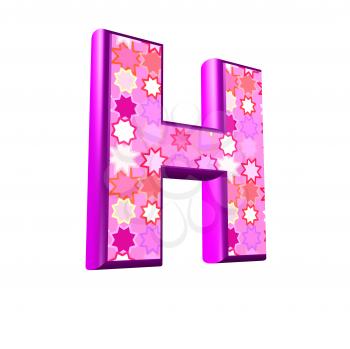 3d pink letter isolated on a white background - h