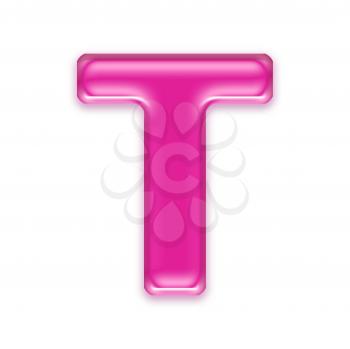 pink jelly letter isolated on white background - T