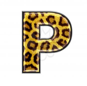 3d letter with panther skin texture - P