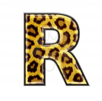 3d letter with panther skin texture - R