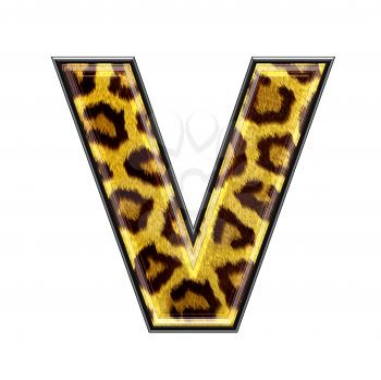 3d letter with panther skin texture - V