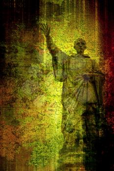 Staue on a grunge background