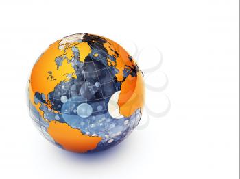 3d glossy earth on white background